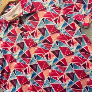 Proud 90 Golf Polo Shirt Mens Small‎ Geometric Performance Lightweight